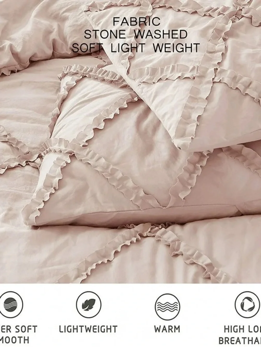 Soft Blush Diamond-Quilt Full 3 piece Comforter Set